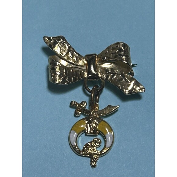 Vintage Freemason Bow Masonic Shriners Pin Fraternal Jewelry - Picture 1 of 2